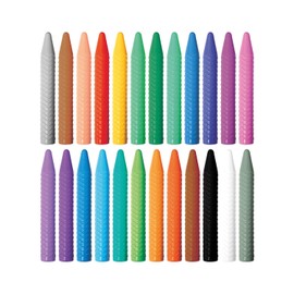 Haku Yoka Spiral Wax Crayons Set, 24 Wax Colours, Colourful Wax Crayons with Grip Rings, Easy to Grip, No Staining, Ideal for Children from 3 Years