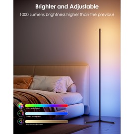 CCACC CCACC 2PCS Corner Floor Lamp, 65" Smart RGB Color Changing LED Floor Lamp with APP and Remote Control, Modern Mood Lighting Corner Lamp with Music Sync, DIY Mode & Timing for Living Room Gaming Room