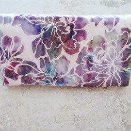 Travel Jewelry Organizer Wallet - Purple Batik Fabric Carry On Jewelry Storage Tote