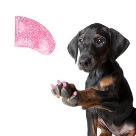 Pretty Claws 60 Piece Soft Nail Caps with Adhesive for Dog Claws - Antique Rose Glitter Large