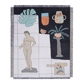 Peel Forest American Goods Vintage Throw Multi Cover Rug Blanket, Stylish, Multi Cover, Museum, Statue, 51.2 x 63.0 inches (130 x 160 cm)