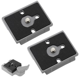 GXGM Quick Release Plate for Manfrotto, Quick Release Plate with 1/4 Inch to 3/8 Inch Screw Compatible with Manfrotto 200PL (Grey) Pack of 2