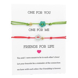 Habfmo Matching Bracelet for Couple Women Men, Lucky Star Leather Friendship Relationship Promise Bracelet for Bff Jewelry Gifts (Flowers)