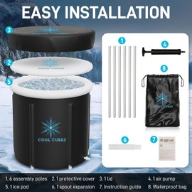 Ice Bath Tub for Adults & Athletes - 106 Gallon Cold Plunge Tub with Cover, Ice Bath Tub for Recovery & Cold Water Therapy, Inflatable Ice Tub Barrel for Indoor & Outdoor, Easy to Use