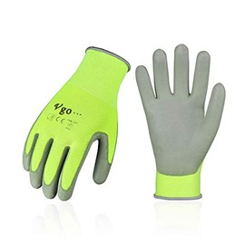 Vgo 10-Pairs Safety Work Gloves, Gardening Gloves, Polyurethane Coated, Dipping Gloves, Latex Free (Size S, Yellow, PU2103)