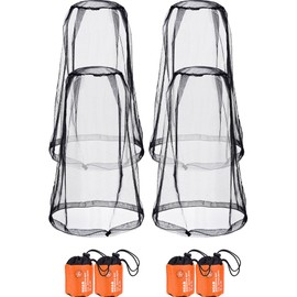 HESTYA 4 Pack Mosquito Net Face Mesh Protecting Net for Outdoor Hiking Camping Climbing Mosquito Fly Insects Preventing(Black)