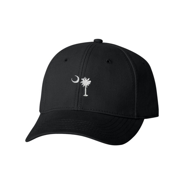 One Size Black Baseball South Carolina Flag Embroidered Dad Hat