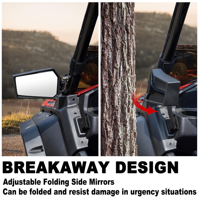 SAUTVS Side Mirrors for Honda Pioneer 1000 2016-2025, Adjustable Rearview