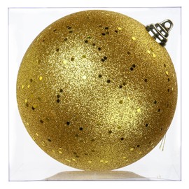 Briful 18CM Large Christmas Baubles, 7.1" Xmas Tree Decorations Gold Christmas Bauble Decorations Glitter Hanging Ornaments for Home Festival Decor