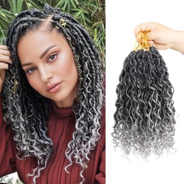 Vemet Goddess Locs Crochet Hair 12 Inch 9 Packs Synthetic Faux Locs Crochet Hair for Black Women, River Locs Hair Extensions Style Pre looped Crochet with Curly Ends