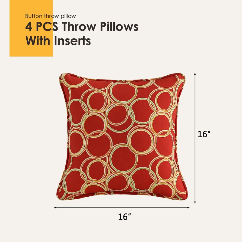 Supdurplus Outdoor Decorative Pillows Pack of 4, 16" x 16"