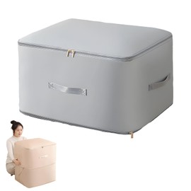 Dustproof and Moisture-proof Compression Storage Bag, Comforter Storage Bag, Folding Organizer bag for King/Queen Comforters, Pillows, Bedding/Quilt, Blanket, Duvet, Space Saver (Gray, L)