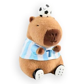 VgxRolq Capybara, peluche da calcio, morbido e morbido, decorazione per la casa, regalo di compleanno, capybara per amanti del calcio e ragazzi, 22 cm