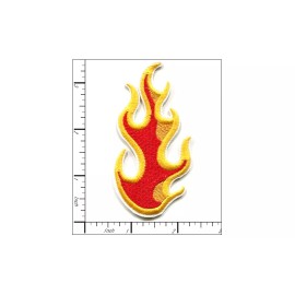 Patchwork Paradise Flame Embroidered Iron On Patch Red & Yellow Fire Design DIY Apparel Decoration