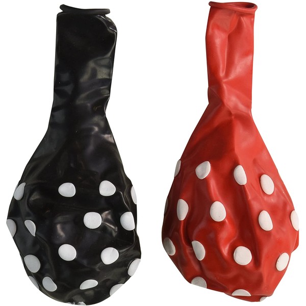Red and Black with White Polka Dots Latex Balloons 24 Count