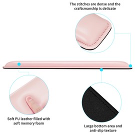 Tofun Keyboard Wrist Rest Pad, Soft PU Leather Wrist Support with Interior Soft Cushion Memory Foam, Ergonomic Portable Keyboard Wrist Support Pad,18.3in,Pink