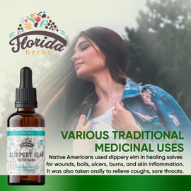 FLORIDA HERBS FLORIDA HERBS Slippery Elm Liquid Tincture, Organic Slippery Elm Extract (Ulmus Rubra) Dried Bark Herbal Supplement, Non-GMO in Cold-Pressed Organic Vegetable Glycerin, 700 mg, 2 oz (60 ml)