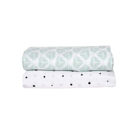 MOTHERHOOD Swaddle & Burp Blanket Swaddling Blanket Burp Blanket Swaddling Blankets Made of Cotton Muslin 100 x 120 cm, 100% Pure Natural Cotton – Oeko-Tex Standard 100, Ships Mint Green Set of 2