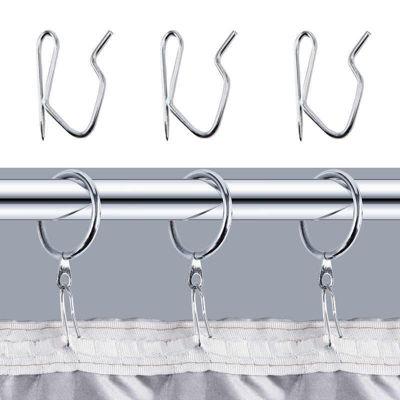 Metal Curtain Hooks, Nydotd Rustproof Steel Plated Zinc Hooks Heavy-Duty