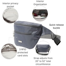 Baggallini Essential Belt Bag - 19x6" Crossbody Fanny Pack Waist Pack w/RFID & Adjustable Strap