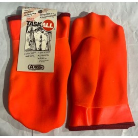 Arkon HI VIS ORANGE Chemical Resistant Rubber Waterproof Insulated Winter Work MITTENS