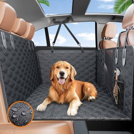 AMADAW Back Seat Extender for Dogs, Hard Bottom Holds 450lbs, Safer Dog Car Seat Cover for Back Seat, Waterproof and Non-Slip with No Smell Material, Dog Hammock for Car, SUV, Truck