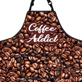 Coffee Lover Kitchen Apron Barista Cooking Apron Gift for Coffee Enthusiast Adjustable Chef Apron Cafe Theme Gift (Coffee A ca)