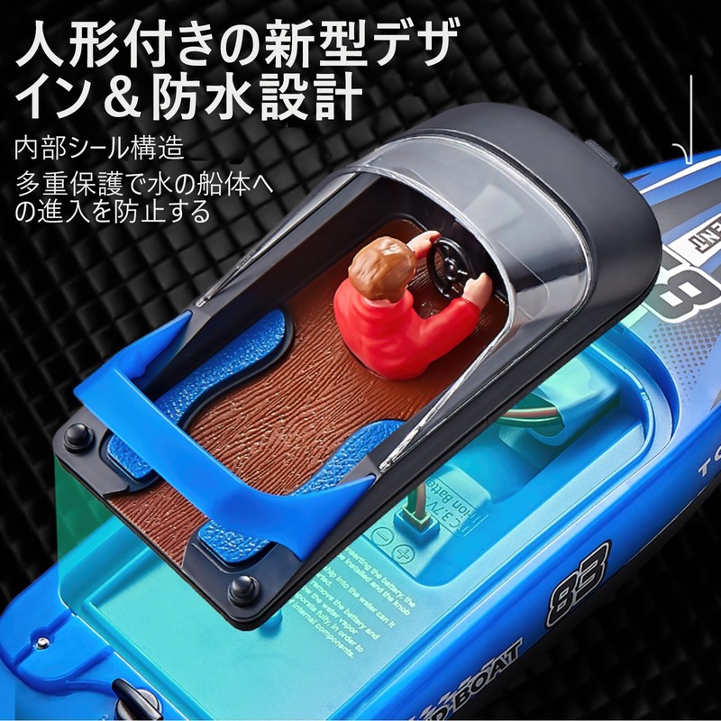 HUAJUN Radio Boat, Toy with Doll, Remote Control, High Speed