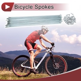 A ABSOPRO 36 Set 13G Bicycle Spokes 283mm Bike Wheel Spokes Galvanized Carbon Steel Silver Tone