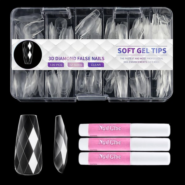 Virellay 120 Stück Transparente Künstliche Nägel - Falsche Nägel (Clear