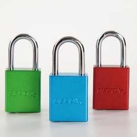 SEPOX® Trinity Out-Door Padlock Key-Alike Water-Proof Solid-Aluminum,1.5" 38mm Heavy-Duty Pack of 3 Pcs RGB Locks with Brass Cylinder Long-Shackle for Boat,Fishing, Marine,Fence,Safety Lock