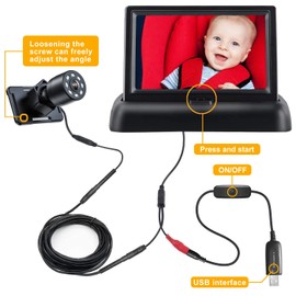 Itomoro Baby Car Mirror, View Infant in Rear Facing Seat with Wide Crystal Clear View,USB Easy Install baby car monitor 1080p