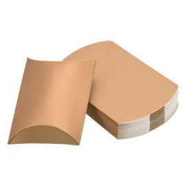 PATIKIL Pillow Boxes, 50 Pcs Wedding Gift Boxes Paper Box 4.5 x 2.8 Inch for Gift Wrap Wedding Parties, Gold Tone