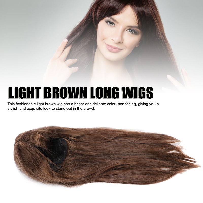 Light Brown Straight Wigs High Temperature Fiber Women Light Brown