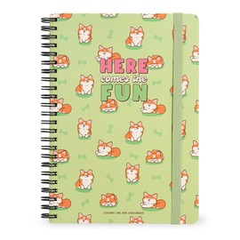 LEGAMI - Spiral Bound Notebook, Ruled, 7 mm, Corgi Theme, A4 Size, Maxi, Made from FSC Certified Paper, Includes 1 Sheet of Stickers, 160 Pages, Elastic Closure, 21 x 29 cm