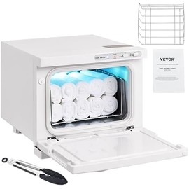 VEVOR 8L Hot Cabinet, 2-in-1 Warmer with A Stainless Steel Rack, Holds up to 16 Towels, Quick and All-Round Heating for Facials, SPA, Massage, Salon, Bathroom, Barber, Esthetician, Beauty, White