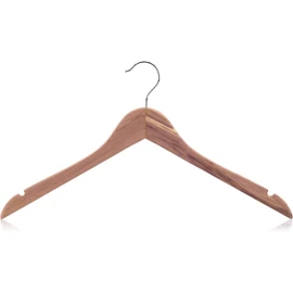 HANGERWORLD 10 Natural Cedar 44cm Wooden Top Jacket Coat Clothes Garment Hangers with Skirt Trouser Loops
