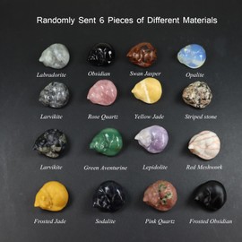 SSAKUGGI Cat Collectible Figurines, Gemstone Cat Decor, Mix 6PCS Sleeping Shaped Small Cats, Cat Crystal Statue, 1.5" Hand Carved Sleeping Cat Sculptures for Crystal and Gemstone Collection