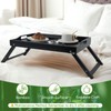 Adjustable Bamboo Bed Tray Table with Tablet & Phone Holder,Black