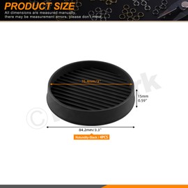 Rustark 4Pcs 75mm 3 Inch Black Round Rubber Caster Cups Non Slip Furniture Square Pads Coasters Square Pads Hardwoods Floors Protectors, Non Skid Square Furniture Feet Caps for Bed Couch Tables Chair