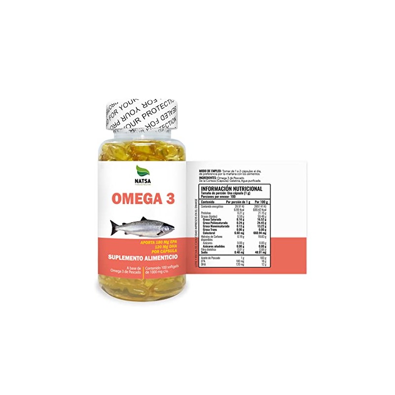 NATSA Omega 3, Aceite de Pescado, 100 cápsulas, calidad Premium