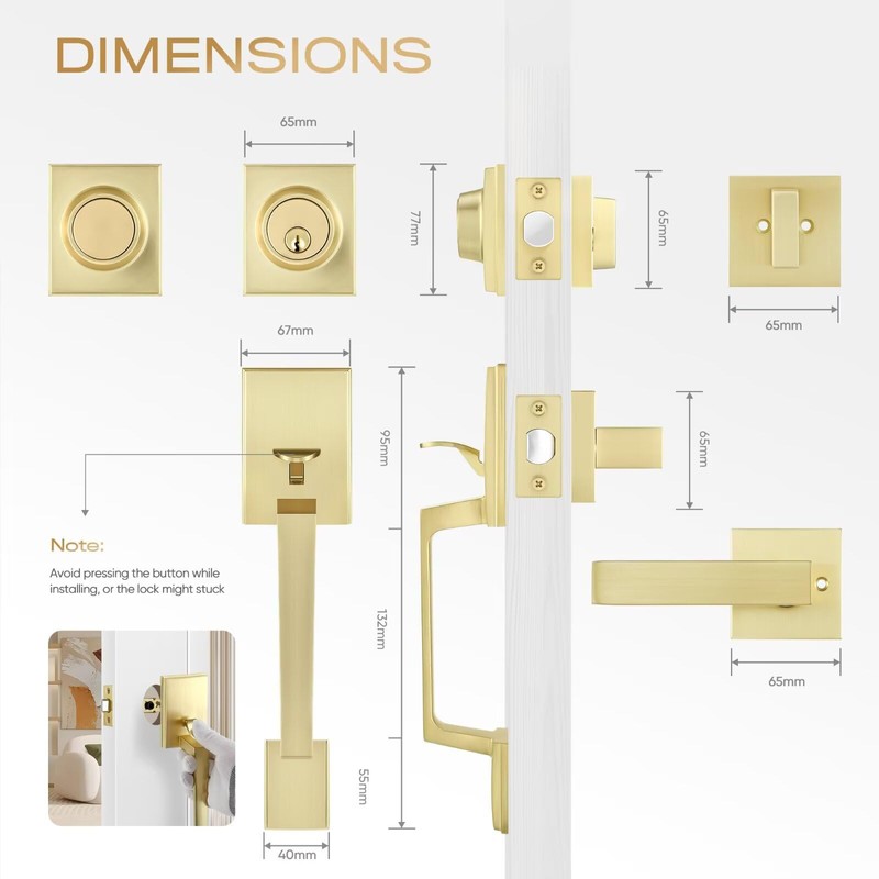 Leydebong Double Door Handle Set with Lock, Heavy Duty Lever