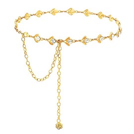 Sinalty Gold Rhinestone Belt Chain Metal Waist Belt Adjustable Crystal Belt Skinny Wedding Waist Waist Chain Dress for Women