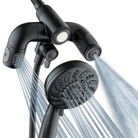 Aquadance High Pressure 156 Setting 14 Zone Shower Head & Handheld 3-way Combo System - Magnetic Docking, 314 Power Jets, Dual Adjustable Arms, 6 ft. Metal Hose, Matte Black Finish, Top American Brand