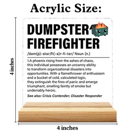 Funny Office Desk Decor Gift Dumpster Firefighter Definition Clear Acrylic Desk Decorative Sign