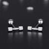 VIKI LYNN 925 Sterling Silver Mini Barbell Dumbbell Stud Earrings