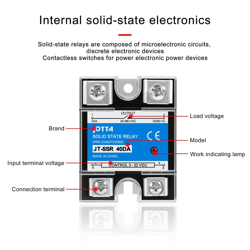 JOTTA Solid State Relay Zero Crossing Single Phase SSR-40DA Black