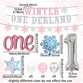 JeVenis Winter Onederland 1st Birthday Decoraitons Snowflake First Birthday Party Supplies Snowflake Banner Number Foil 1 Balloons for Winter Party