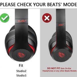 Replacement Ear Pads for Studio 2 & 3 Headphones Ear Cushions Headset Earpads Ear Cups Cover with Soft Protein Leather(Studio 3-Black)