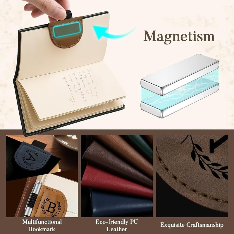 2026 New Magnetic Leather Pen Holder Bookmark, Secure Clip, Premium